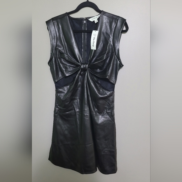 The Drop Vegan Leather Cut-out Dress NWT M - Picture 3 of 5